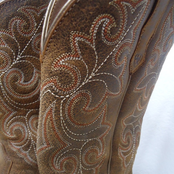 ARIAT Square Toe Brown Cowboy Boots - Size 8.5 - Picture 10 of 12